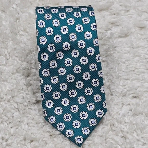 Charles Tyrwhitt Mens‎ Blue Geometric Silk Neck Tie Modern Career Professional - Picture 2 of 7